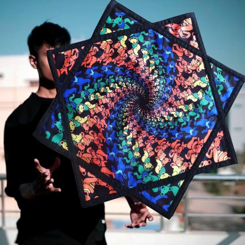 IKWZ Flow Star Spinning Cloth Juggling Rotate Fingertip Dapo Double Print, 26 inch (L01-style2)