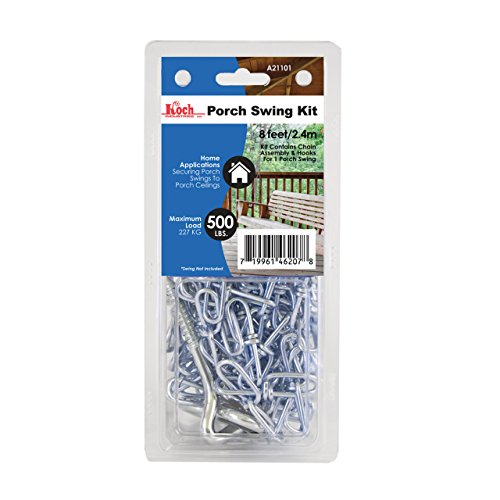 Koch Industries A21101 2/0 diameter 8-feet, Double Loop Porch Swing Kit, Steel Electro Galvanized, up to 500 lbs