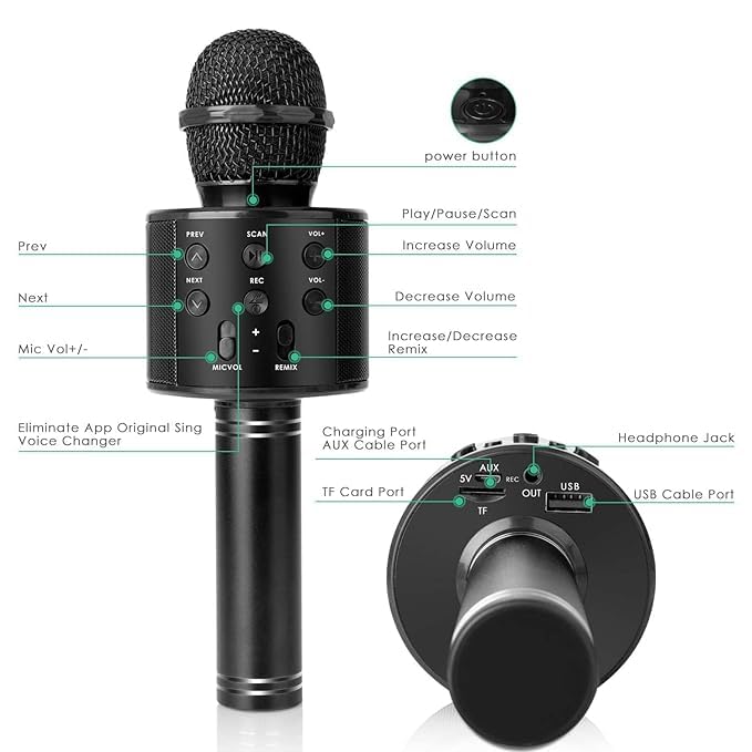 VRJTEC Karaoke Black Color Mic Wireless in Portable