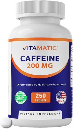 Vitamatic Caffeine Pills 200mg, 250 Vegetarian Tablets
