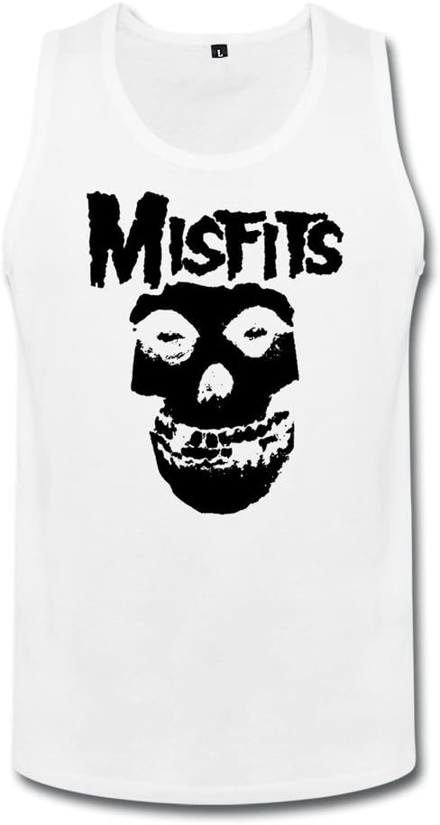 Men's Misfits Punk Rock Band Fiend Skull VestsÂ TankÂ tops Sleeveless Tank Top White
