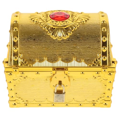 Healifty Pirate Treasure Chest: 16 X12.5 X14CM Plastic Treasure Chest Vintage Pirate Jewelry Box With Lock for Party Favors Prize