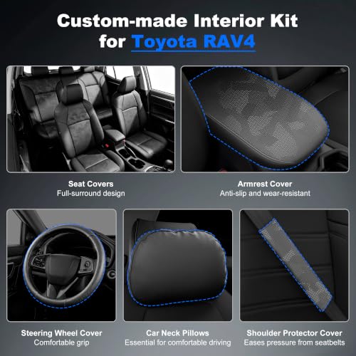 Image of AOMSAZTO Custom Fit Full‑Set Seat Covers for Toyota RAV4 2019‑2025 Hybrid