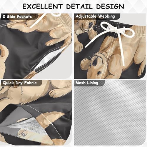 Boys Beach Board Shorts Dog Cute Animal Swim Trunk Teen Swimwear3