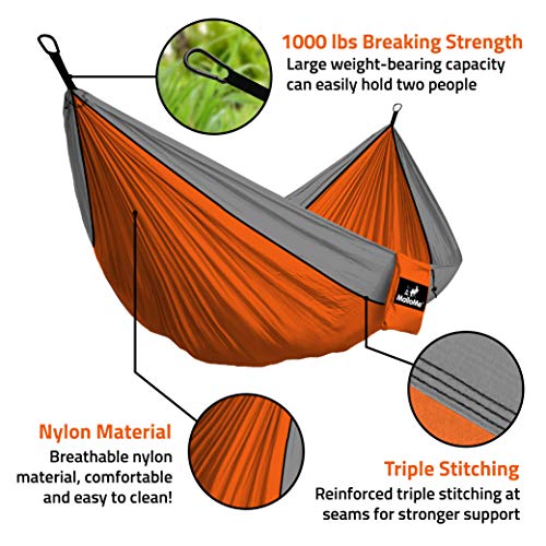 Mallome Camping Hammock With Straps - Heavy Duty Outdoor Hammocks Portable Hammock 1 & 2 Two Person Double Hammock - Amacas Hamacas Para Adultos & Kids Backpacking Tree Hamock Hammok Hamic Small Large #TOP7