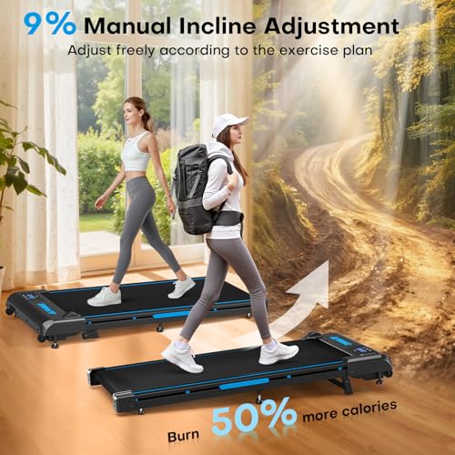 Walking-Pad-with-9-Incline-FOUSAE-3-in-1-Treadmills-for-Home-with-Double-Frame-330-LB-Weight-Capacity-25-HP-Under-Desk-Walking-Treadmill-with-12-HIIT-Programs-Magnetic-Remote-Control