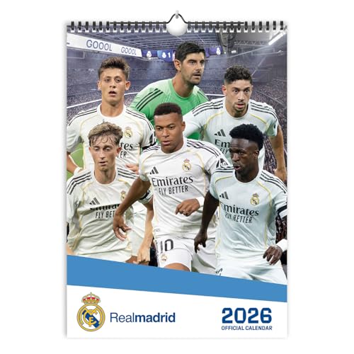 Grupo Erik A3 Wall Calendar 2026 - Real Madrid Calendar 2026 Month To View | A3 Wall Planner, Family Planner Monthly | Real Madrid Gifts Under 10 Pounds, Football Gifts For Friends