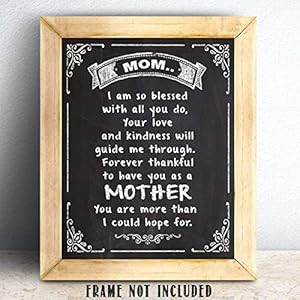Mom I am so Blessed Chalkboard Look 11×14 Wall Art Sign Plaque Great Home Decor and Mothers Day or Birthday Gift Under 15