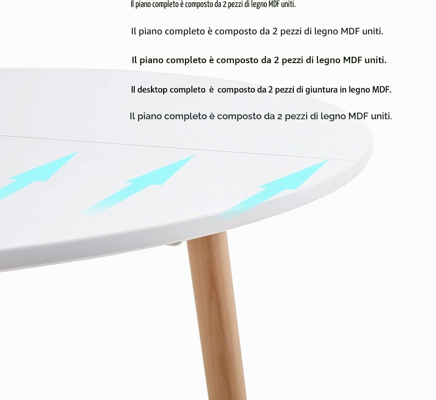 EGGREE Set tavolo con 4 sedie scandinavo, tavolo da pranzo rotondo in legno, 80 cm e sedie da cucina, colore: bianco
