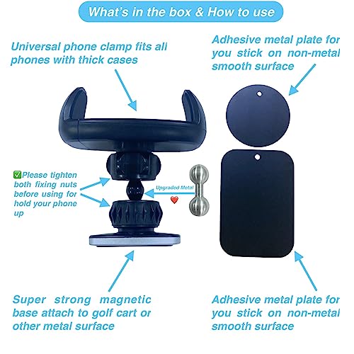 Armolabx [Upgraded] Golf Cart Magnetic Phone Holder Mount, Golf Cart Phone Holder [Big Phones & Thick Cases Friendly], Magnetic Phone Holder For Golf Cart Attach To Metal Surface For All Smartphones #TOP5