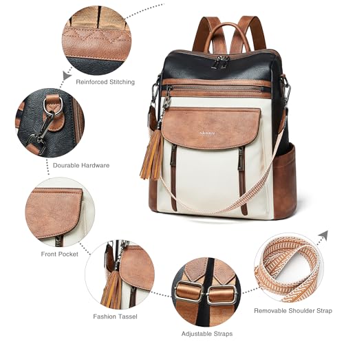 Image of Shrrie Backpack Purse for Women Fashion Leather Backpack Purse Designer Travel Backpack Convertible Shoulder Bag with Wristlet