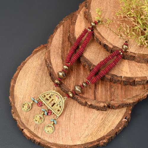 Image of AAKRITI ART CREATIONS Handcrafted Tribal Necklace Collection | Royal & Queen-Inspired Artisan Brass Statement Jewelry | Ethnic, Elegant & Regal Necklaces for Women
