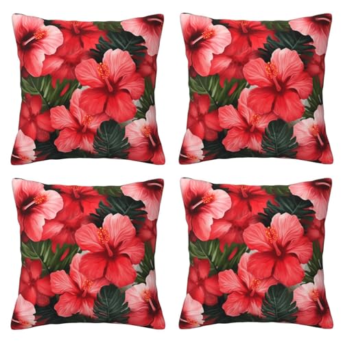 kkvhhyuo Hibiscus Flower Print Decorative Pillow Covers 18"x18", Throw Pillow