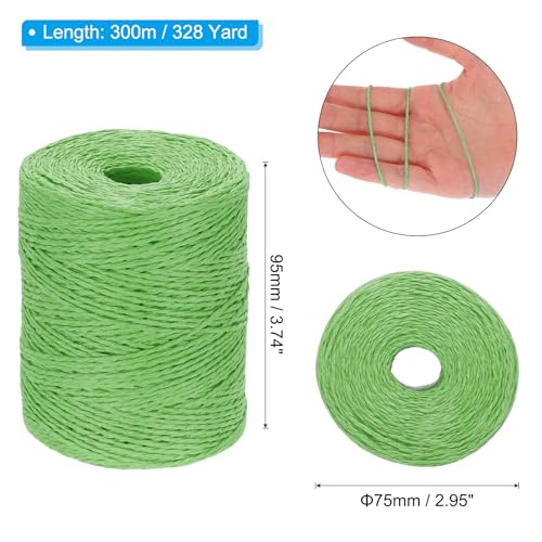 Image of PATIKIL Natural Cotton Raffia Yarn 328 Yard, Crochet Raffia Paper Ribbon for DIY Sun Hat Beach Bag Crochet Yarn Wrapping Knitting, Grass Green