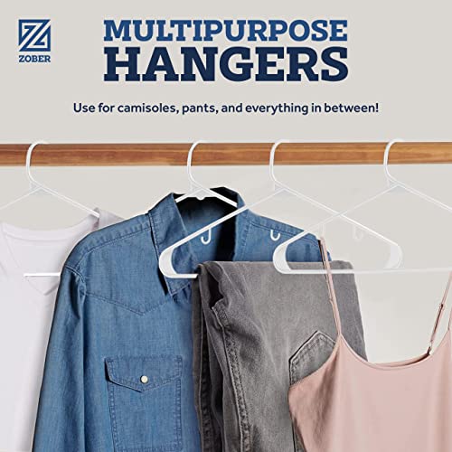 Zober Plastic Hangers 30 Pack - White Plastic Hangers - Space Saving Clothes Hangers For Shirts, Pants & For Everyday Use - Clothing Hangers With Hooks #TOP5