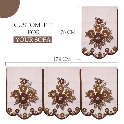 Image of Kuber Industries (Set of 16) Stylish & Durable Cotton Sofa Covers 5 Seater with Arms | Washable Sofa Protector & Slipcover for Living Room & Office | Painting Print- Cream & Brown