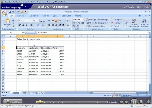 Excel 2007: In 8 Stunden Excel sicher beherrschen – alle Werkzeuge im praktischen Einsatz erklärt (Galileo Computing)