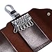 VIPbuy Genuine Leather Key Case for Men Women - Large Capacity Key Holder Bag with 6 Key Hooks, 2 Card Slots & Car Keychain, Brown