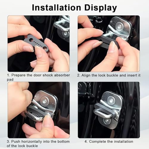 Image of STHIRA 4Pcs Car Door Lock Shock-absorbing Buffer Pads, Anti-collision & Noise Reduction, Thick Silicone Door Slam Buffer Pads for Door Lock Shock, 4.2x1cm, Black