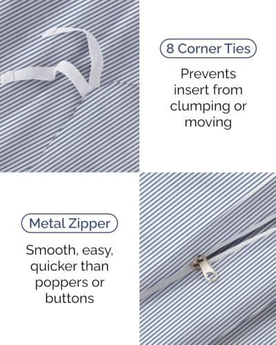Image of Duvet Cover Twin /Twin XL - 2 Piece Set, College Dorm Room - Blue Stripes 2