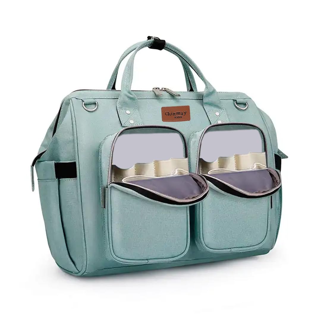 Chinmay Kids Waterproof Multifunctional Adjustable Spacious Baby Travel Large Nylon Designer Shoulder Nappy Mommy Bag Diaper Bag, Sea Green-picture-23