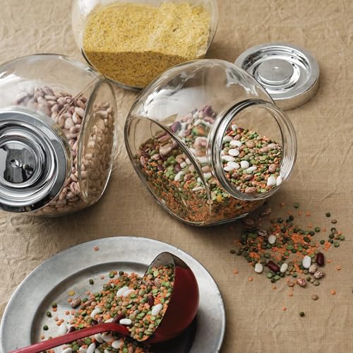 Bormioli Rocco Pandora Glas Candy Jar 75 Unzen Keksdose mit Kunststoff luftdicht verschließbaren Deckel 2-Wege-Display Bulk-Food Vorratsdose für Snacks, Trockenfutter, Geleebohnen Kanister,