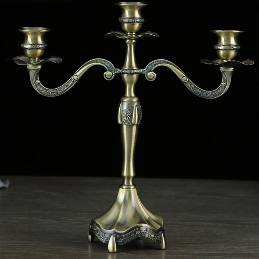 European Vintage Nostalgia Candlestick Alloy Antique Candle Table Hotel Club Home Set