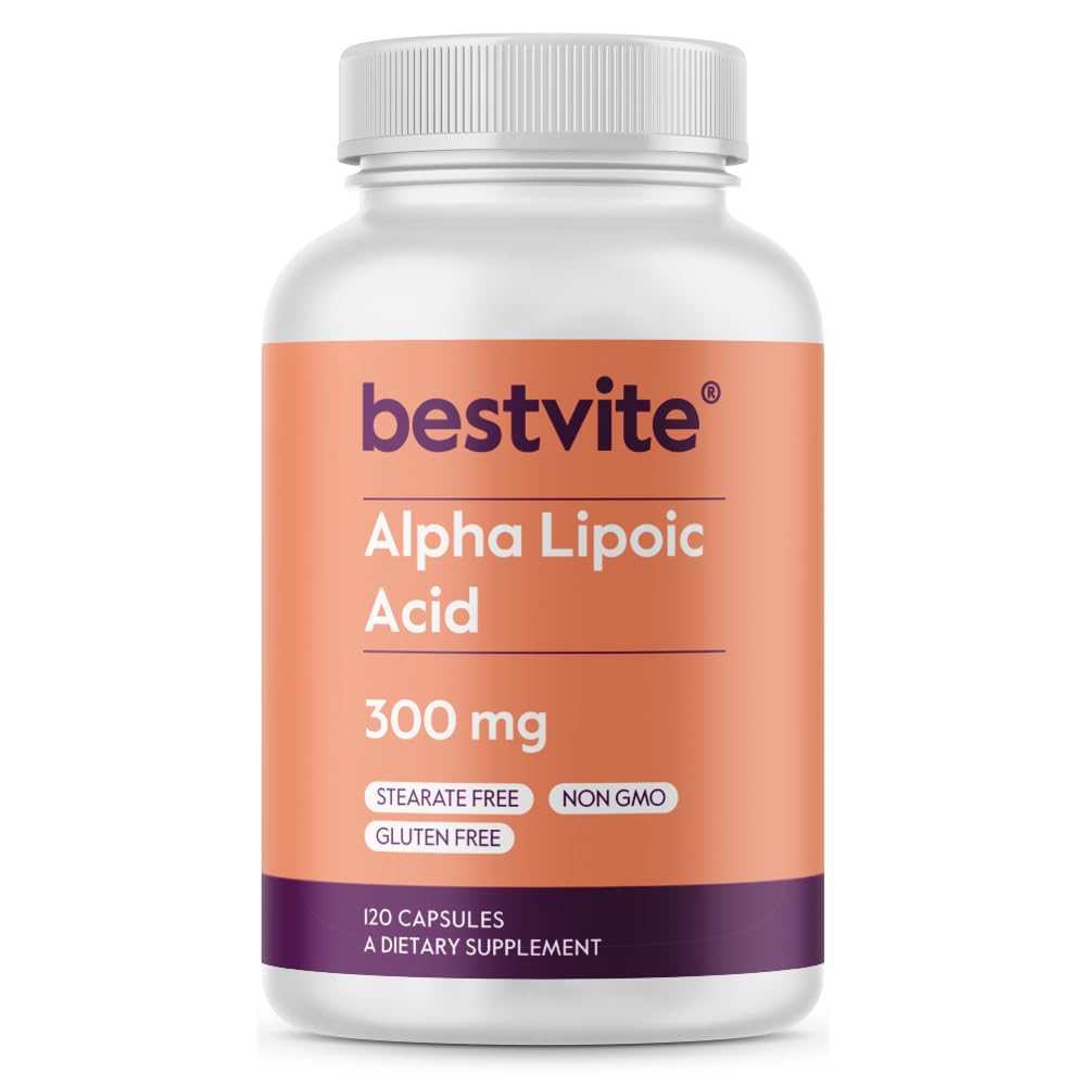BESTVITE Alpha Lipoic Acid 300mg (120 Caps) - No Stearates - Non GMO 1 Count (Pack of 120)