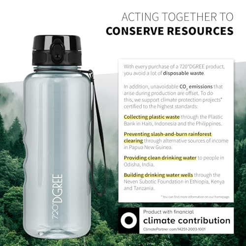 720°DGREE Trinkflasche 1,5l “uberBottle“ crystalClear +Früchtebehälter - BPA-Frei, Auslaufsicher - Wasserflasche für Gym, Fitness, Outdoor, Wandern - XL Tritan Sportflasche: Groß, Leicht, Stoßfest 4
