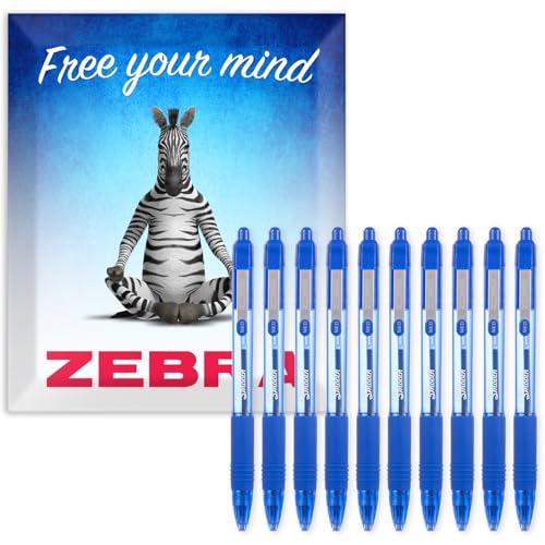 Zebra Z Grip stylo bille 1.0mm bleu tracé fluide et sans bavure lot de 10