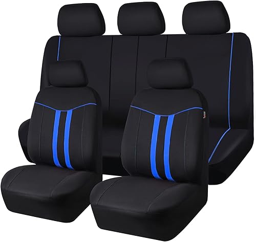 Miniatura 10 de CAR-GRAND - Juego completo de fundas para los asientos del auto, de tela, deportivas, de ajuste universal, aptas para autos, camiones, sedanes,