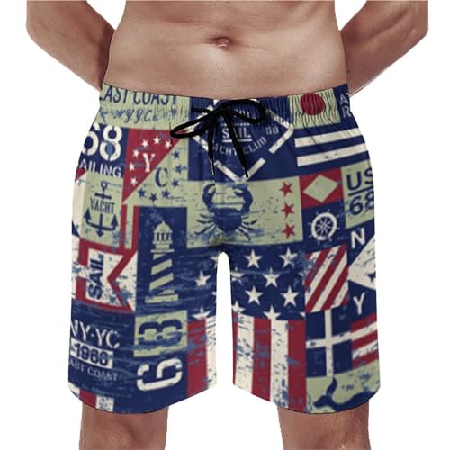 Shorts de bain homme américain taille XL avec poches et cordon
