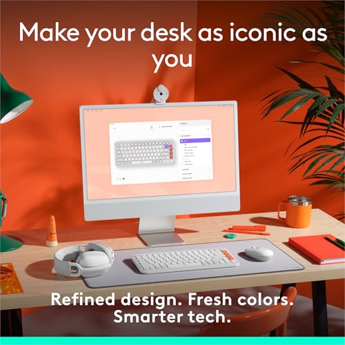 Logitech POP ICON Keys Wireless Bluetooth Keyboard, Comfortable Typing, Programmable Keys, Easy-Switch Between up to 3 Devices, for Laptop, Tablet, PC – Off-White and Orange by Logitech - Image 2