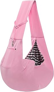 Transportador para perros – Bolsa transportadora reversible para cachorros con bolsillo de almacenamiento, transporte manos libres para perros y gatos pequeños, arnés de seguridad de viaje, arnés para