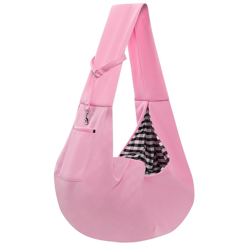 Sling para Transporte de Cães e Gatos ARZQUT Reversível com Bolso Rosa