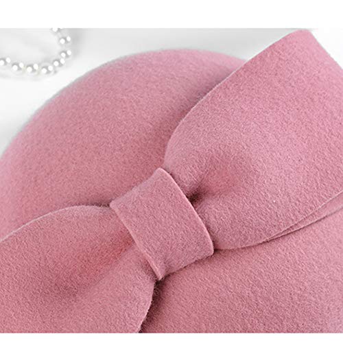 F Fadves Wool Felt Fascinator Winter Women Pillbox Hat Bowknot Fedoras Black #TOP3