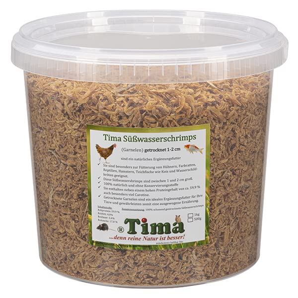 Tima Süßwasserschrimps 1 kg (Garnelen) getrocknet 1-2 cm im praktischem Eimer mit Deckel