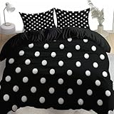 Duvet Cover White Polka Dots Bedding Set for Kids Man and Woman Luxury Comforter Cover Black Bedspread Cover Decor Bedroom Collection 3Pcs Queen Size