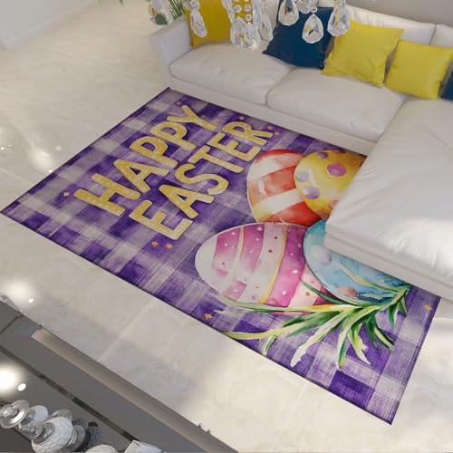 Tapis Easter Eggs vintage violet pour une ambiance douce et cosy
