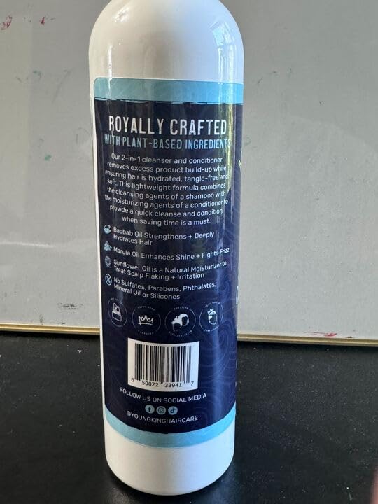 Miniatura 8 de Young King Hair Care Champú y acondicionador 2 en 1 para niños  Limpia e hidrata los rizos naturales  A base de plantas y sin daños  8 onzas