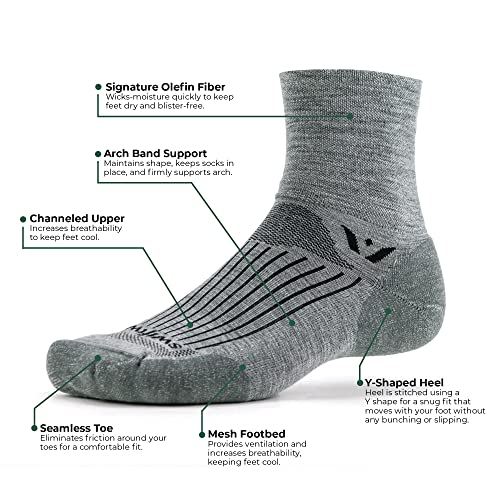 Swiftwick- Pursuit Four | Cycling & Trail Running Socks | Merino Wool, Durable Crew | Heather/Gray, Large #TOP1