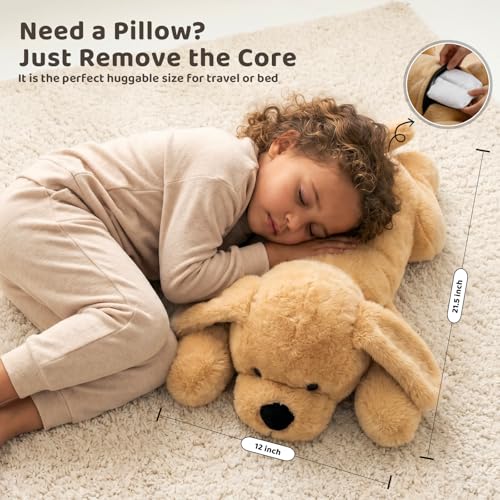 SNUTTIG 3.3 lbs Golden Retriever Stuffed Animal Weighted, 21.5" Microwavable Stuffed Dog Heating Pad for Period Cramps with Removable Pad - Cute Weighted Plush Dog for Adult & Kid Graduation Gift by SNUTTIG - Used condition - Image 5