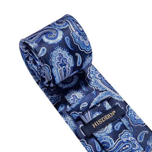 Image of HISDERN Ties for Men Paisley Floral Tie Handkerchief Classic Woven Business Formal Necktie and Pocket Square Set Wedding