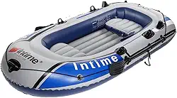 Bote Barco Inflável Intime Plus 400 + 2 Remos + Bomba PVC - 4 Pessoas