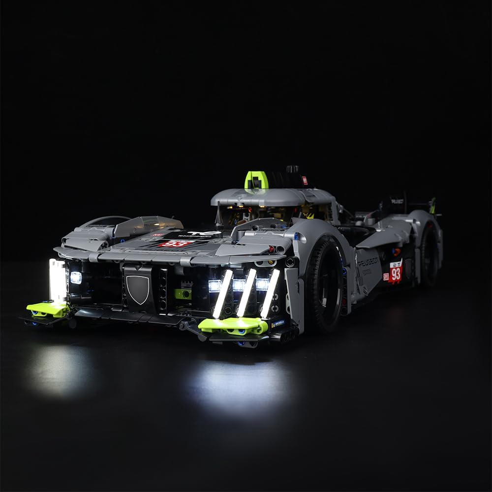 Kyglaring LED Lighting Kit for Lego Technic Peugeot 9X8 24H Le Mans Hybrid Hypercar 42156 Race Car Model Building Kit - 4.32" x 7.33" x 1.33" - Ages 8+