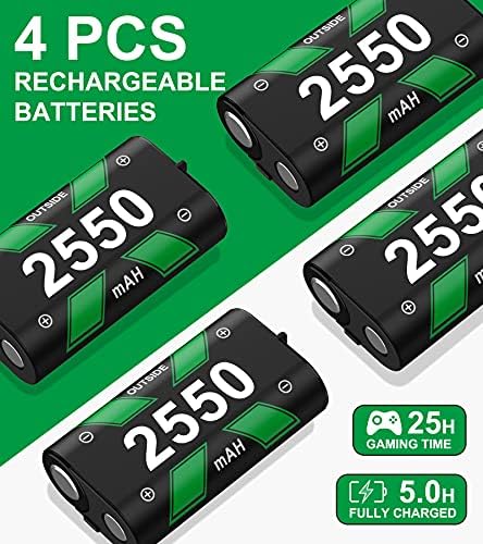 HASACOOL Controller Battery Pack for Xbox One, Controller Charger with 4x2550mAh Rechargeable Batteries for Xbox Series X|S/Xbox One, Controller Charging Dock for Xbox One/One S/One X/One Elite
