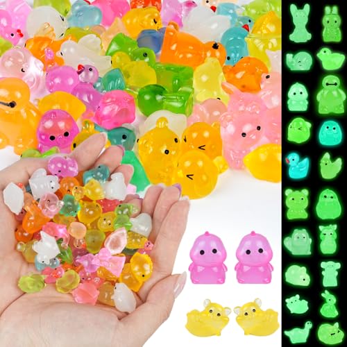 Ainiv 60pcs Mini Animaux Lumineux en Résine, Plusieurs Styles, Petites Figurines d'animaux Lumineux, pour Jardin, Micro-Paysage, Bonsaï, Aquarium, Décoration de Maison de Poupée