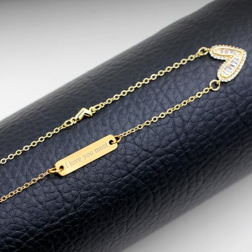 Irregular Square Cubic Zirconia Gold Heart Pendant Choker Love Heart Necklace Gifts for Wife Mom Sisters Best Friends4