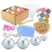 Caydo 78 Pieces DIY Soap Bath Bomb Mold Set with Instructions, 3 Size DIY Metal Bath Bomb Molds, Eyedropper Tools, Gauge Spoon Set, Shrink Wrap Bags, Hand Made Stickers for Crafting Your Own Fizzies