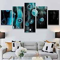 SIGNWIN 5 Panel Canvas Wall Art Abstract Brushstroke Closeup Digital Art Modern Artwork for Home Decorations Ready to Hang - 60